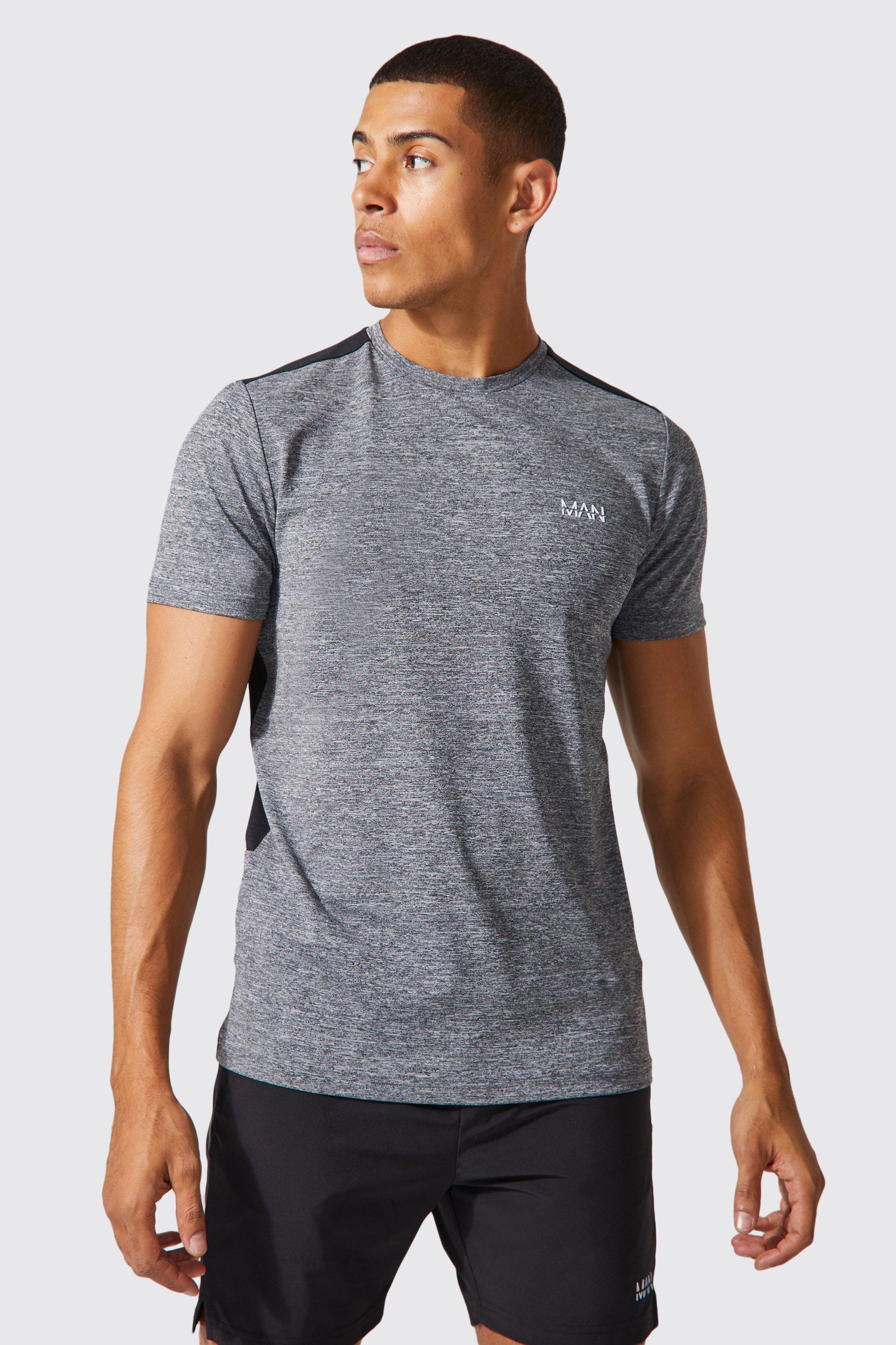 Mens Grey Man Active Mesh Panel Performance T-shirt, Grey